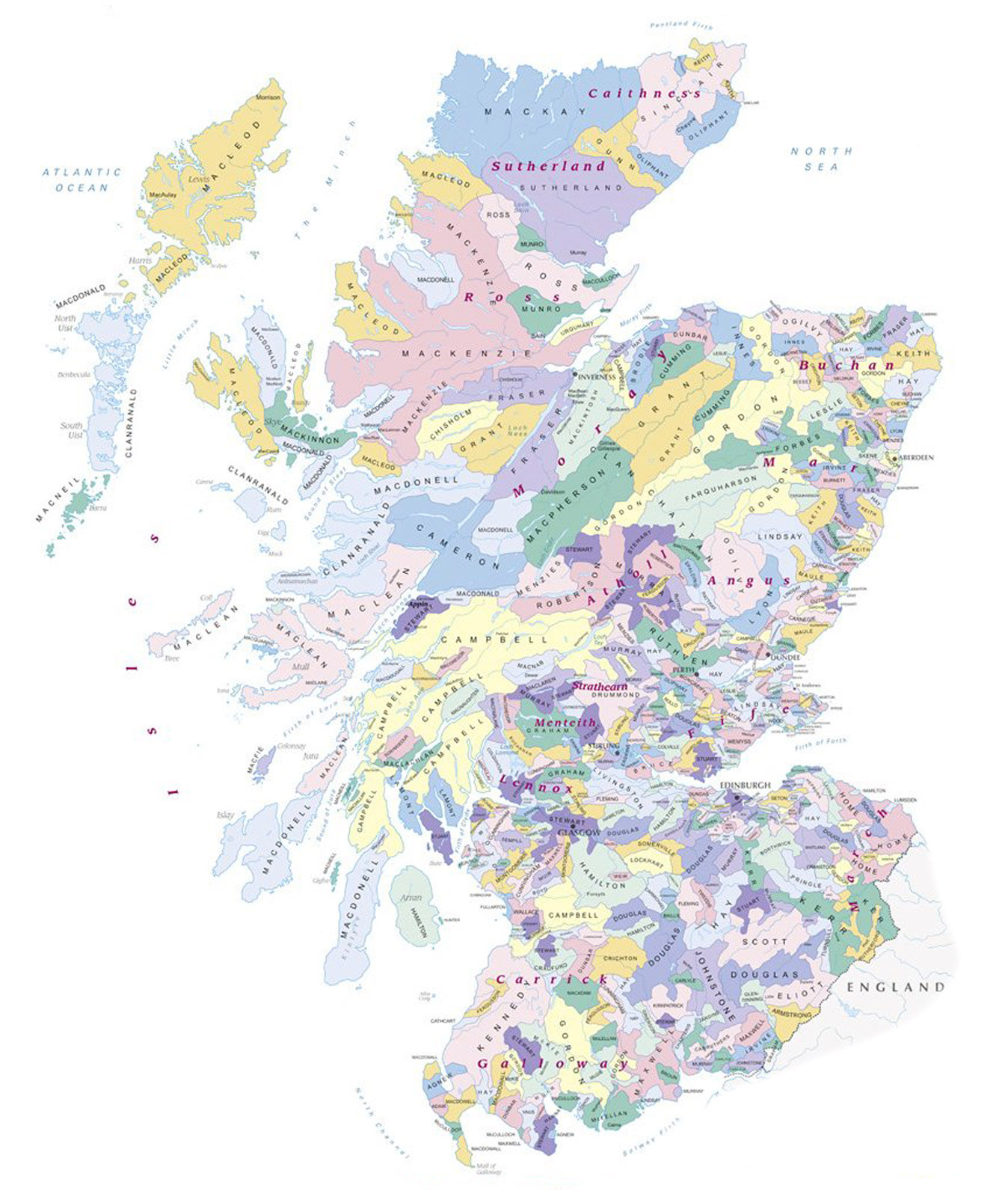Clan Map of Scotland Scottish Fine Gifts
